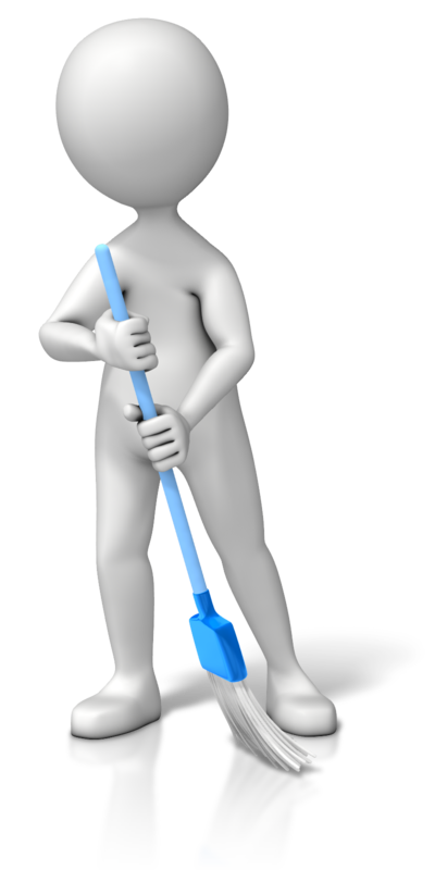 DBP sweeping the floor